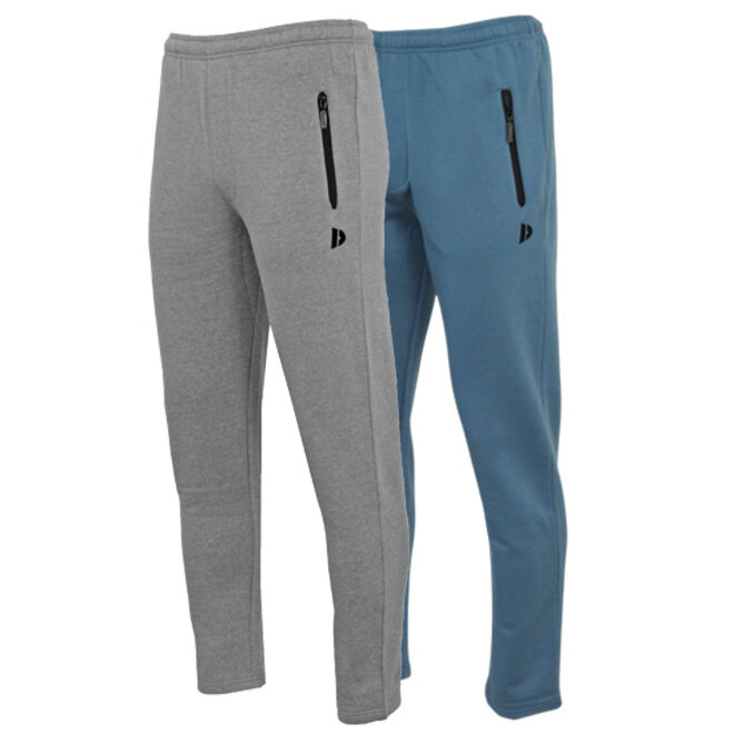 Donnay Heren - 2-Pack - Joggingbroek rechte pijp Sky - Zilvergrijs & Denim Blue