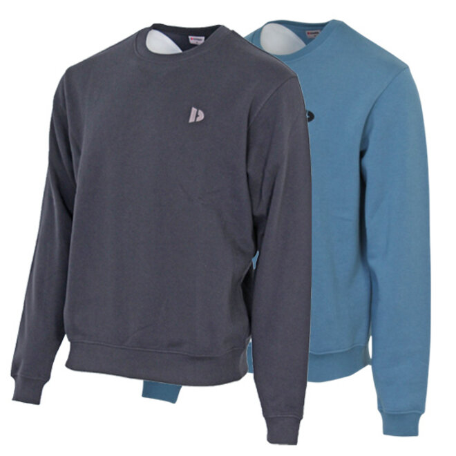 Donnay Heren - 2-Pack - Fleece Crew Sweater Dean - Navy & Denim Blue