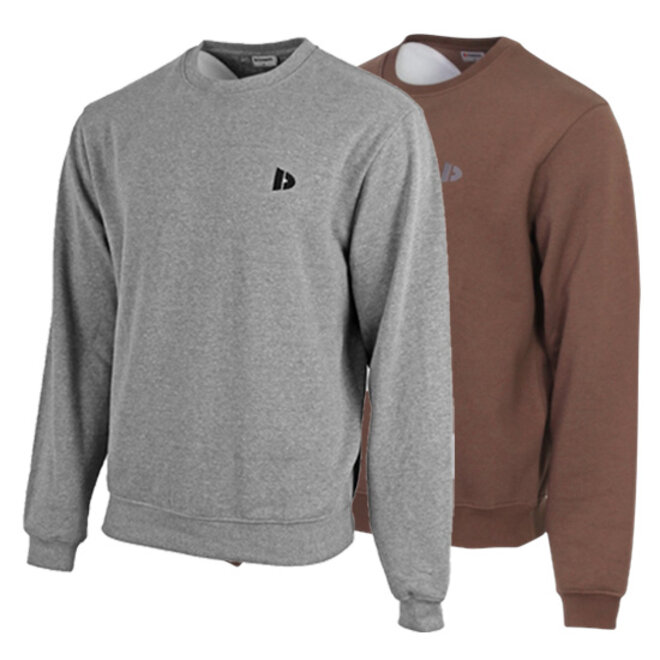 Donnay Heren - 2-Pack - Fleece Crew Sweater Dean - Zilvergrijs & Brown