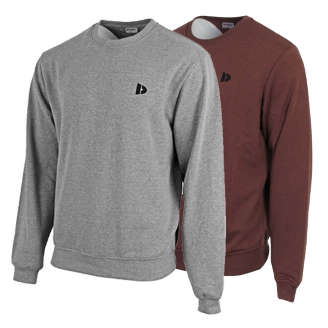 Donnay Heren - 2-Pack - Fleece Crew Sweater Dean - Zilvergrijs & Brown