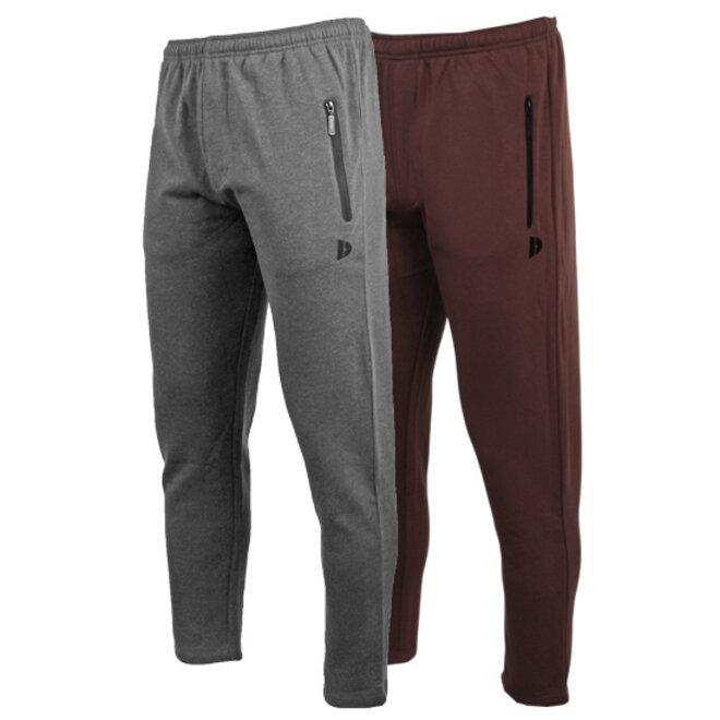 Donnay Heren - 2-Pack - Joggingbroek rechte pijp Sky - Donkergrijs & Brown