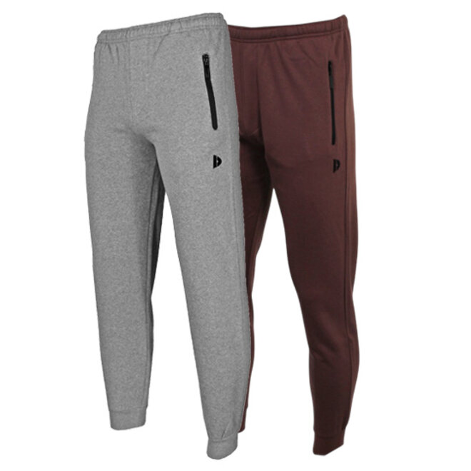 Donnay Heren - 2-Pack - Joggingbroek Jack - Zilvergrijs & Brown