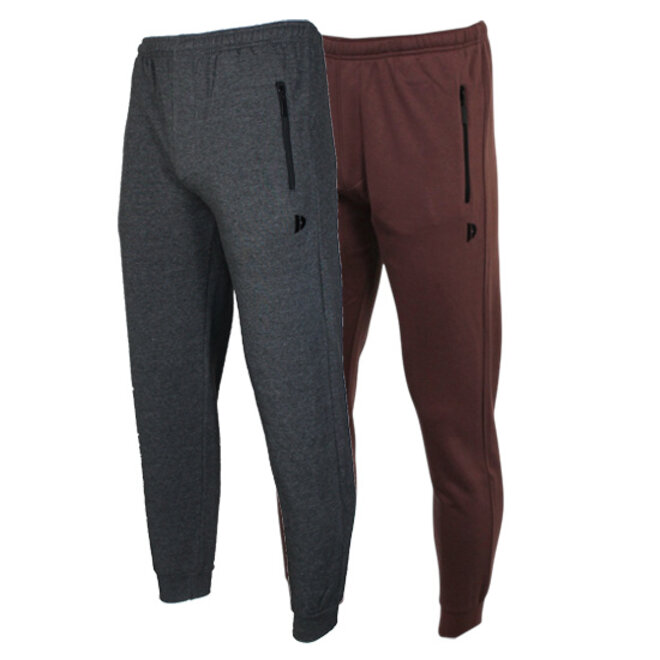 Donnay Heren - 2-Pack - Joggingbroek Jack - Donkergrijs & Brown