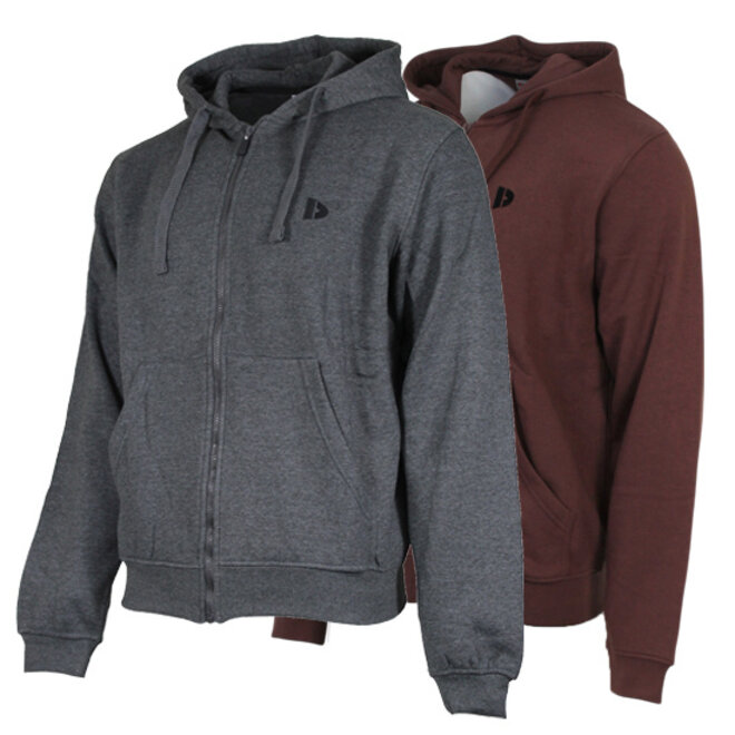 Donnay Heren - 2-Pack - Vest met capuchon Bruce - Donkergrijs & Brown