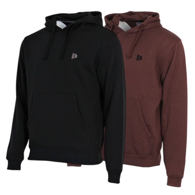 Donnay Heren - 2-Pack - Sweater met capuchon Sem - Zwart & Brown