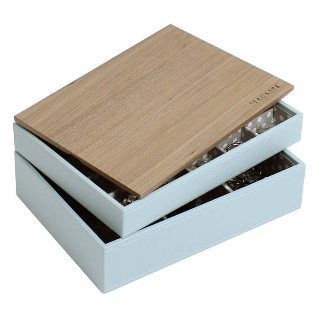 STACKERS Sieradendoos Duck Egg & Grey Polka STACKERS Classic Duck Egg