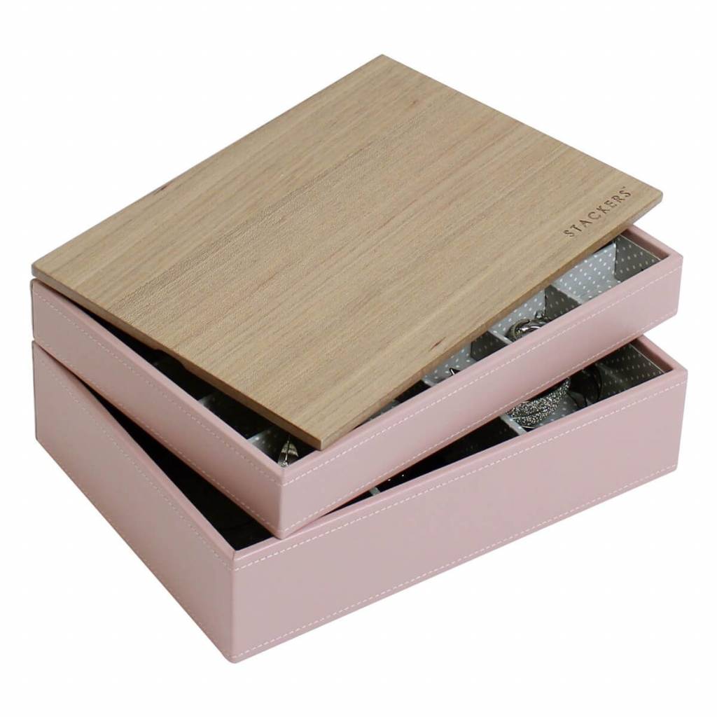 STACKERS Sieradendoos Soft Pink & Grey Spot STACKERS Classic Soft Pink