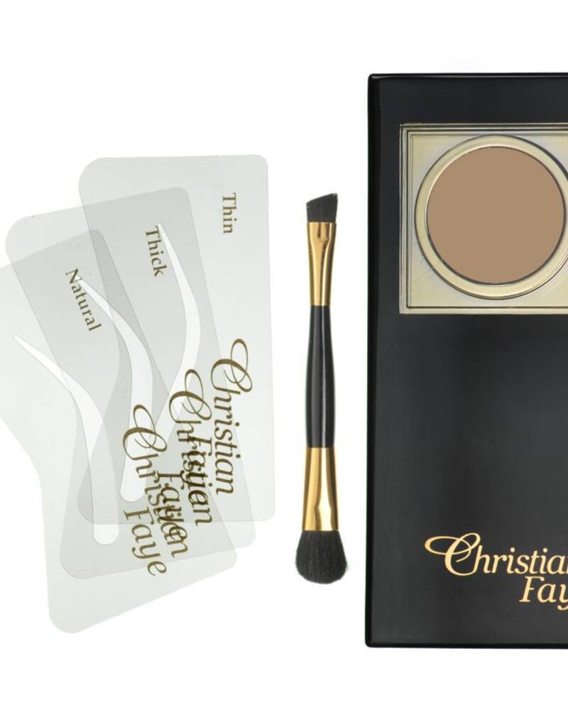 Christian Faye Wenkbrauwpoeder set, compleet met sjablonen en kwast - Brown