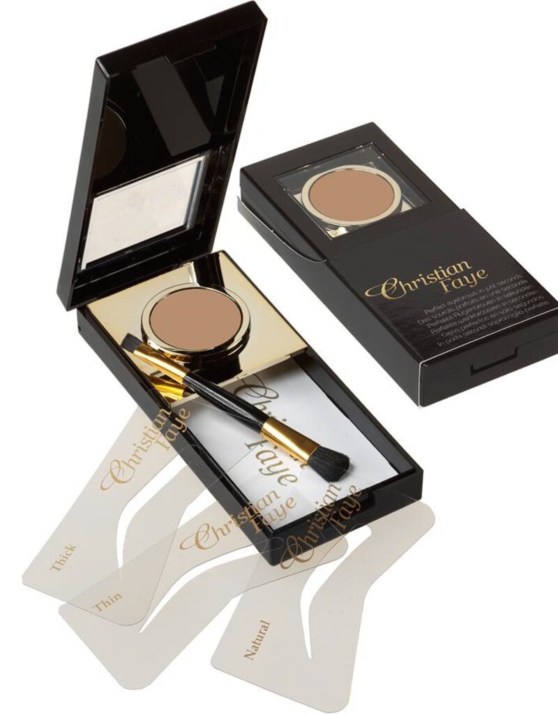 Christian Faye Wenkbrauwpoeder set, compleet met sjablonen en kwast - Brown