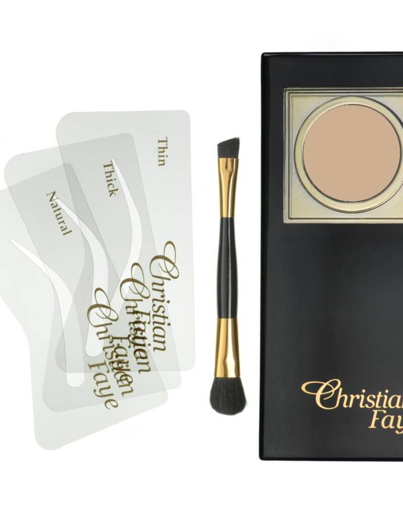 Christian Faye Wenkbrauwpoeder set, compleet met sjablonen en kwast - Taupe