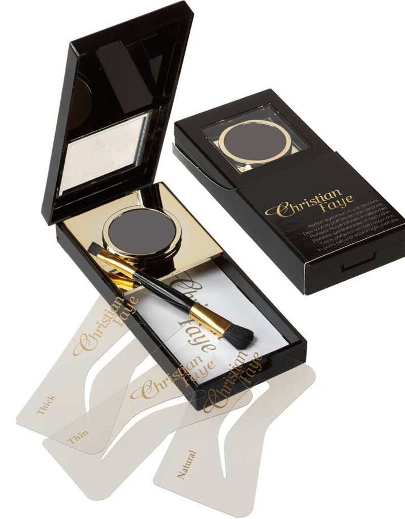 Christian Faye Wenkbrauwpoeder set, compleet met sjablonen en kwast - Black