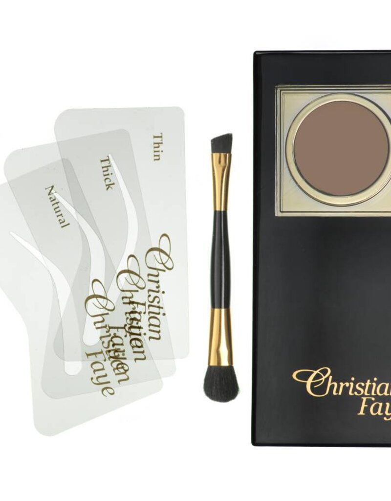 Christian Faye Wenkbrauwpoeder set, compleet met sjablonen en kwast - Irid Brown