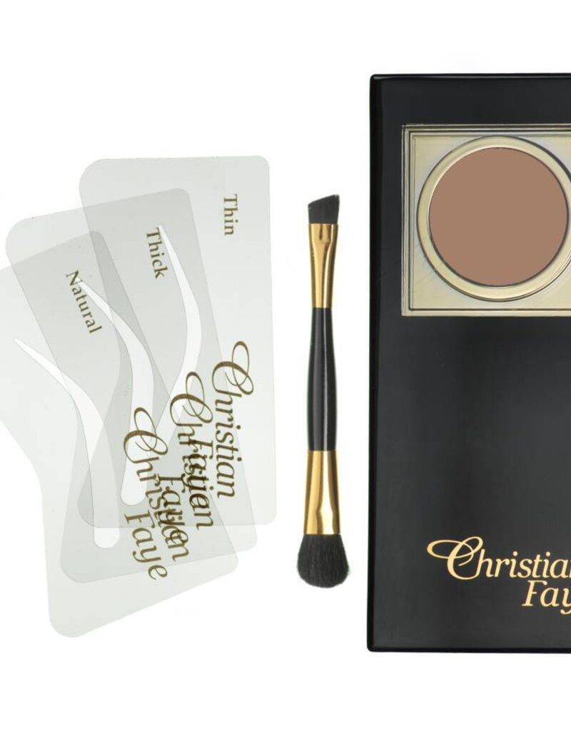 Christian Faye Wenkbrauwpoeder set, compleet met sjablonen en kwast - Bronze