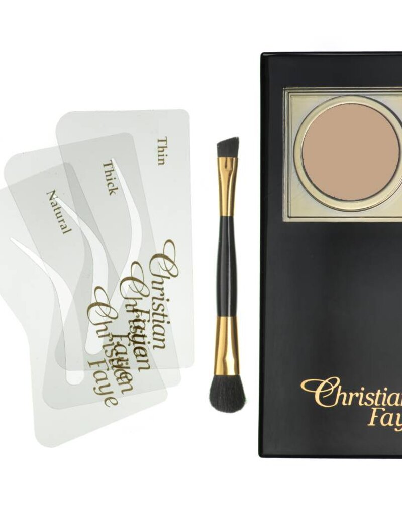 Christian Faye Wenkbrauwpoeder set, compleet met sjablonen en kwast - Tan