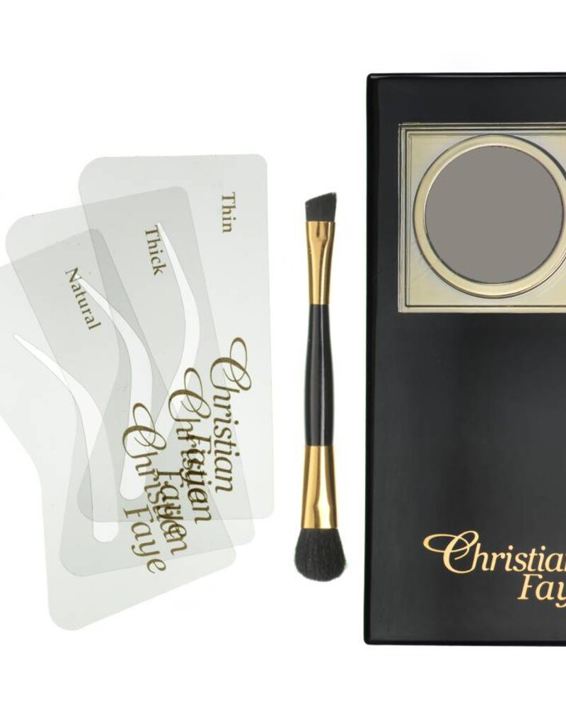 Christian Faye Wenkbrauwpoeder set, compleet met sjablonen en kwast - Charcoal