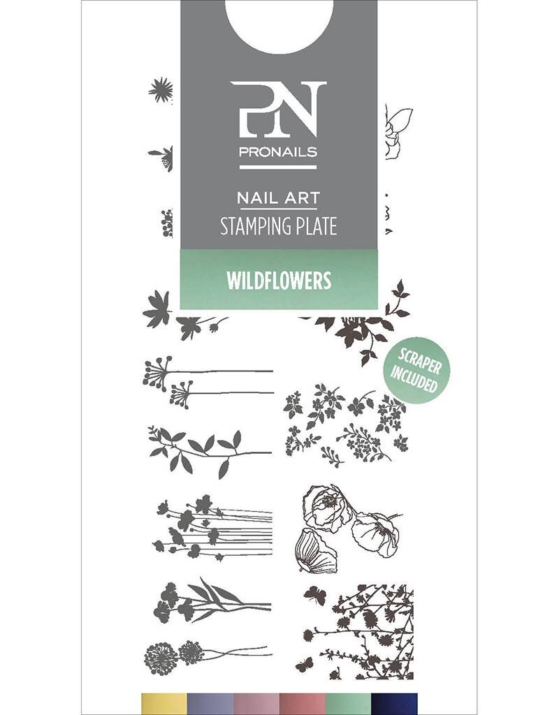 Pronails Stamping Plate Wildflowers + Scraper