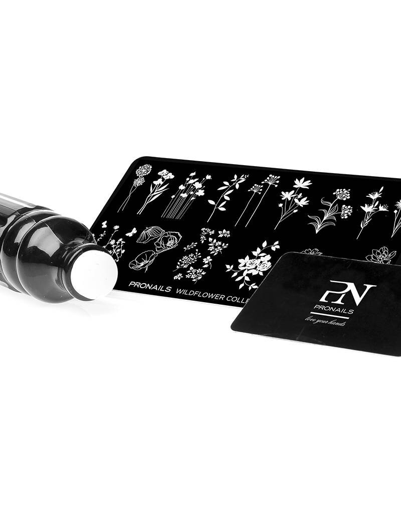 Pronails Stamping Plate Wildflowers + Scraper