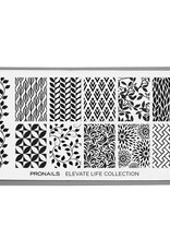 Pronails Stamping Plate Elevate Life Collection + Scraper