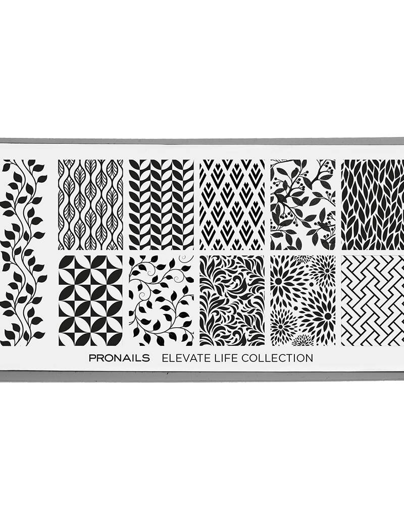 Pronails Stamping Plate Elevate Life Collection + Scraper