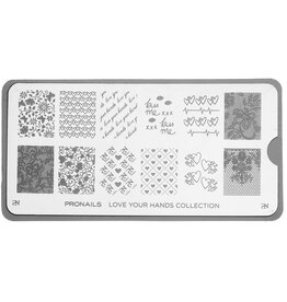 Pronails Stamping Plate Love Your Hands + Scraper