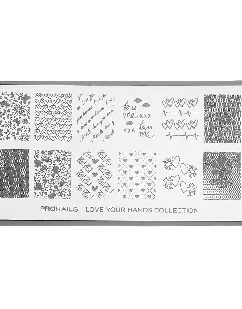 Pronails Stamping Plate Love Your Hands + Scraper