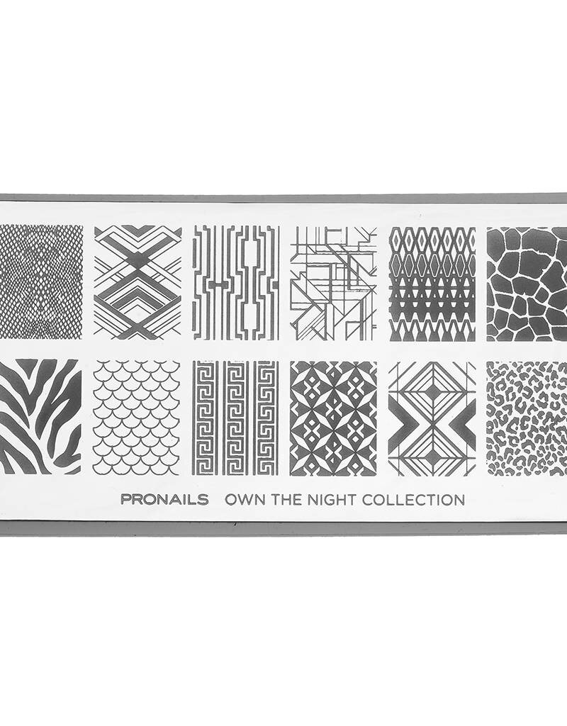 Pronails Stamping Plate Own The Night Collection + Scraper