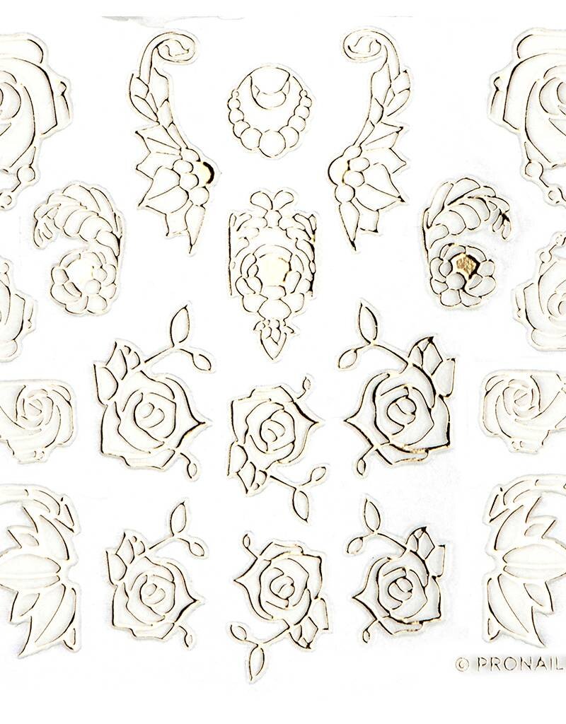 Pronails Nail Stickers Blooming Bouquet Gold