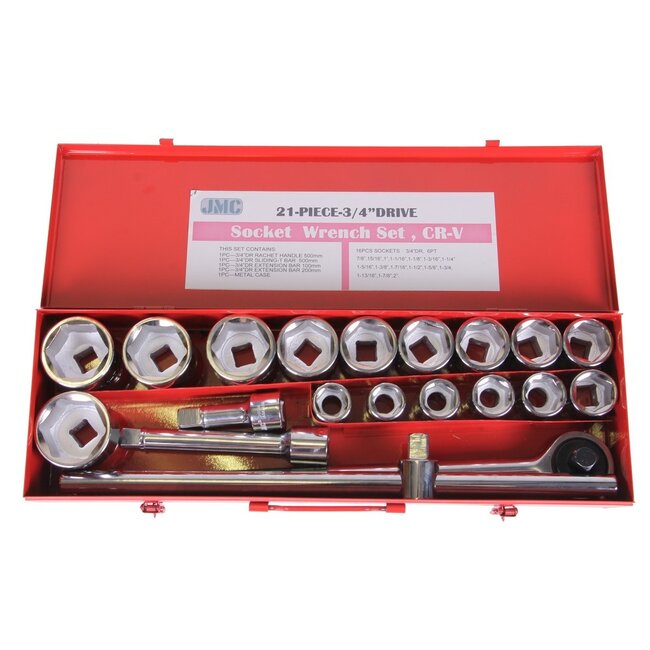 Doppendoos 3/4" - 7/8 t/m 2" - 21 delig, Engelse maten / Imperial