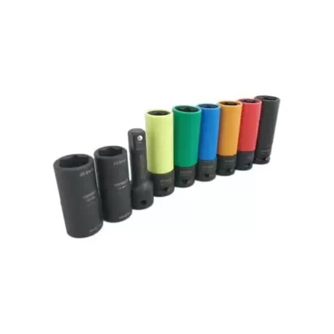 Krachtdoppen set voor verschillende wielbouten. O.a. Tesla, Mercedes, Kia en Ford.