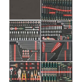 Force Gereedschapswagen 8- lades 326 delig FOAM Zwart, Blauw of Rood. 10218-326