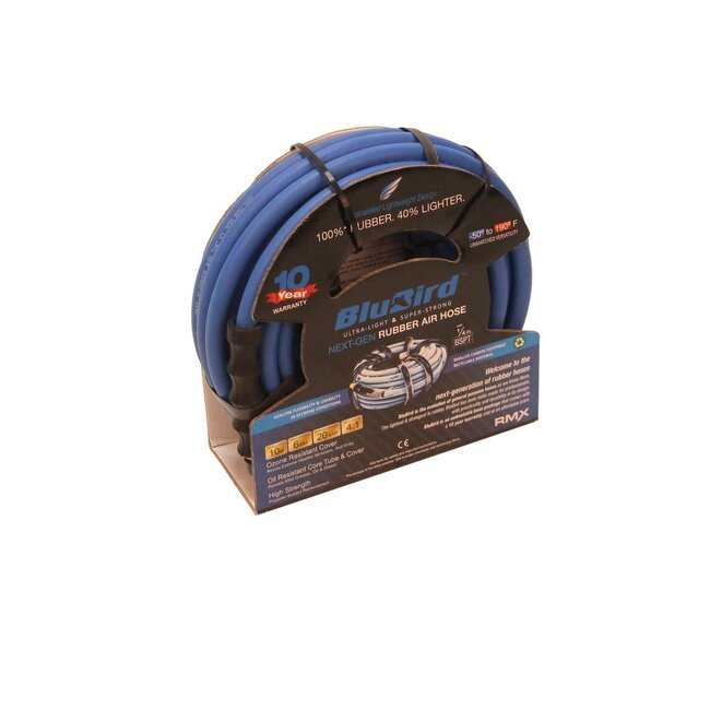 Luchtslang rubber 6mm 10 meter met schroefdraad Blubird