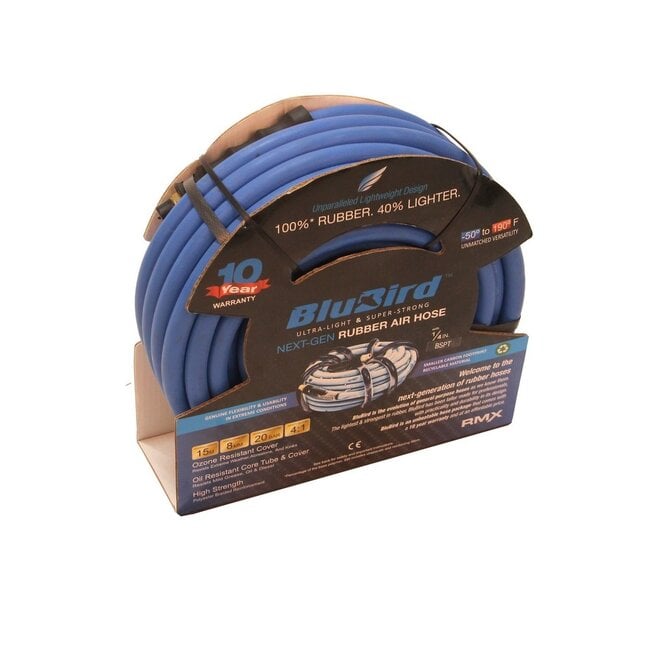 Luchtslang rubber 8mm 15 meter met schroefdraad Blubird