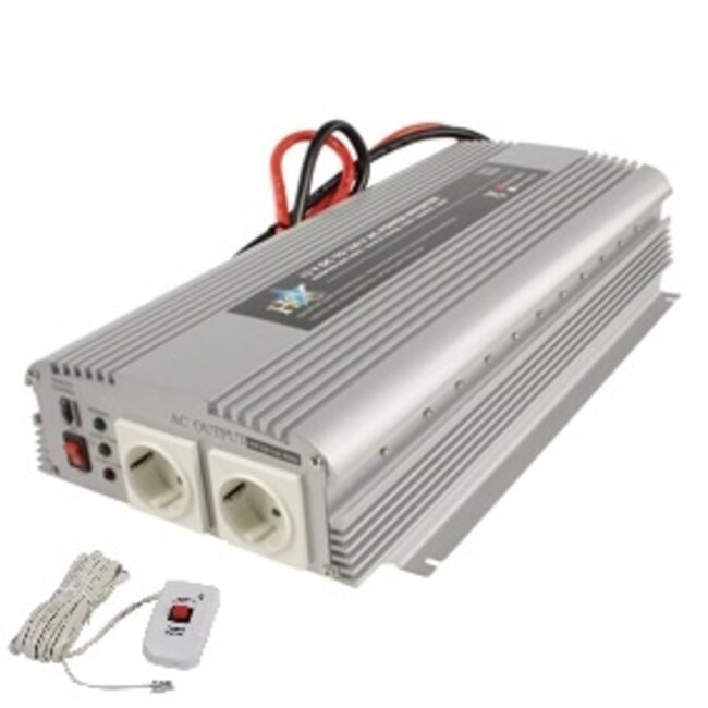 Omvormer 12 naar 230 volt, 1500/1700 watt continue - afstandsbediening!