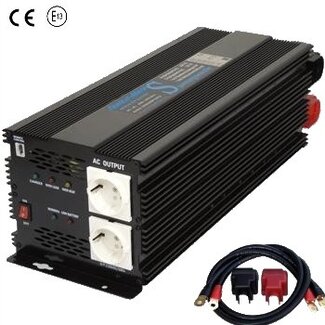 Omvormer 12 naar 230 volt, 3000 watt continue, met ingeb. 10 Amp acculader