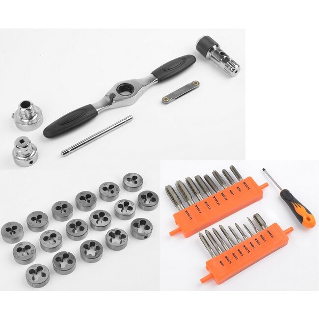 Tap -en Snijplatenset 40 delig met wringijzer met RATEL