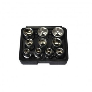 Korte doppenset 1/2" - 10 delig - SAE / Engels (inch) maten - WEBER