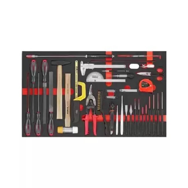 Force gereedschapswagen 8-laden 298 delig gevuld (foam inlays) in de kleuren, zwart, blauw of rood. Force 10318-298