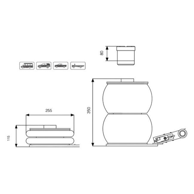 Luchtbalgkrik 2 traps 2 ton