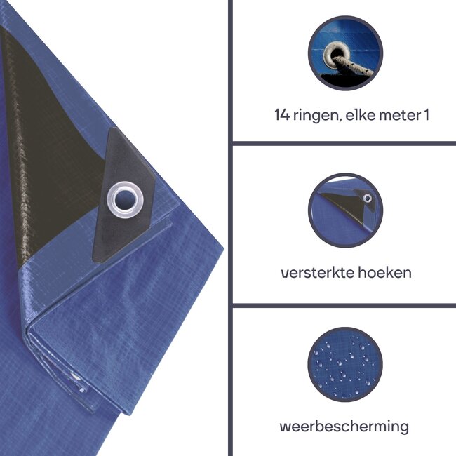 DEKZEIL PE BLAUW/ZWART - 180 gr/m2 - 3 x 4 mtr