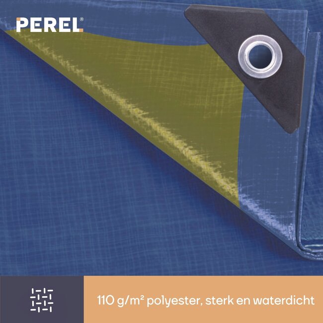 DEKZEIL PE BLAUW/KAKI - 110 gr/m2 - 12 x 15 mtr
