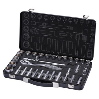 Doppendoos 1/2" 34 delig Metrisch