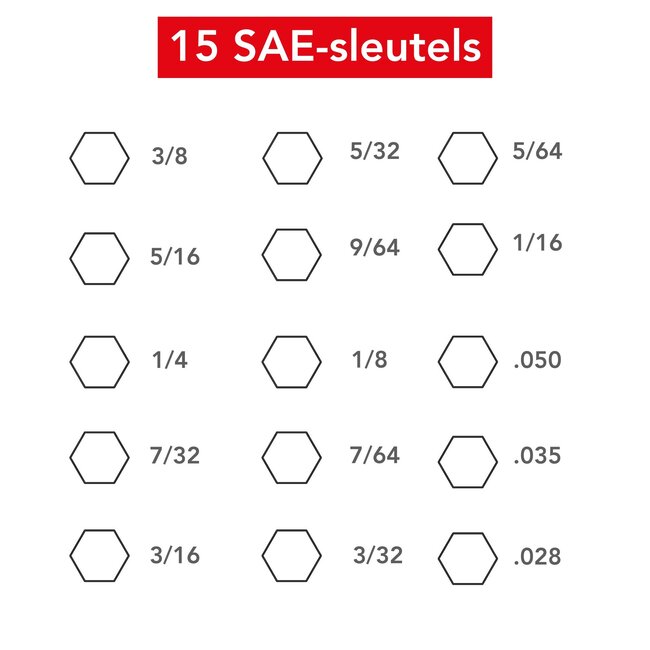 Inbussleutel set 30 delig - Metrisch en Imperial (inch maten)