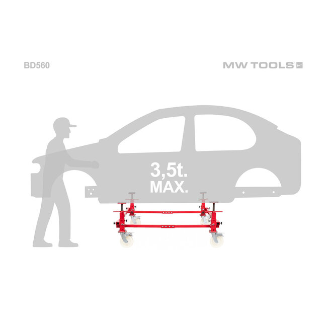 Carrosserie dolly 900 kg 4 steunpunten MW Tools