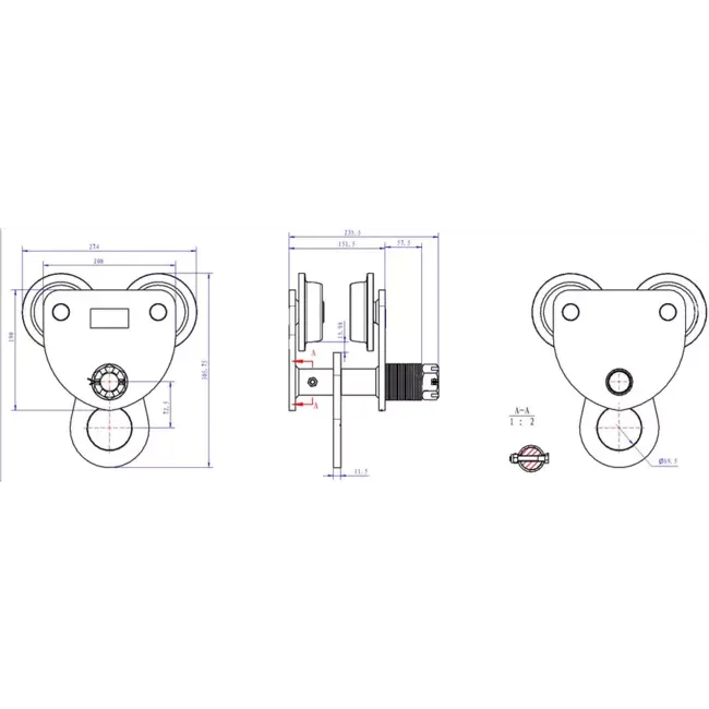 Loopkat / Balk Trolley voor I balken - 3 ton