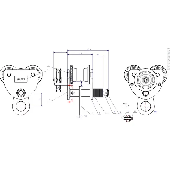Loopkat / Balk Trolley voor I balken - 1 ton Metal Works - met kettingaandrijving