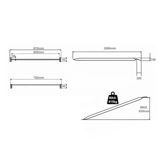 Vaste Oprijplaat Aluminium 209 x 97  - max. 815 kg