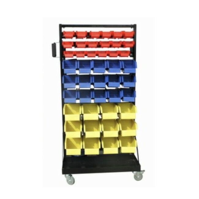 Verrijdbaar Opbergsysteem / Opbergrek met 90 (afneembare) Onderdelenbakjes (in 3 maten)