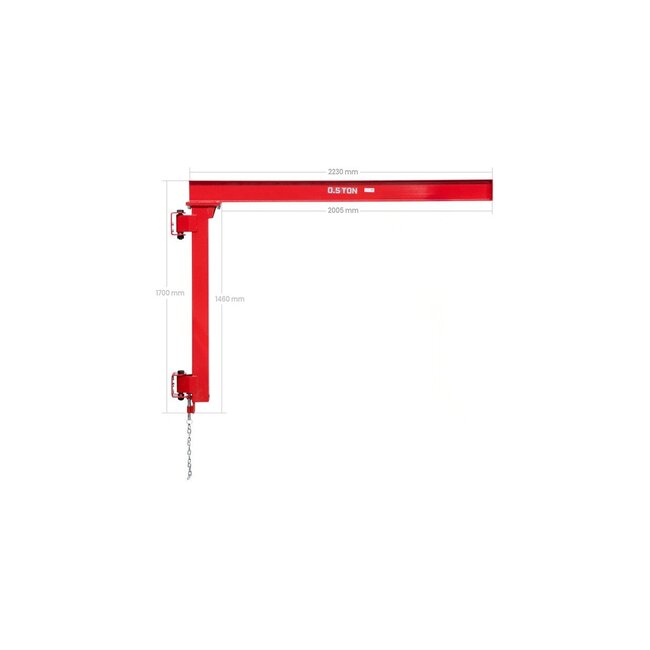 Wand zwenkkraan 180° - 500 kg - lengte 2000 mm - I-balk - MW Tools