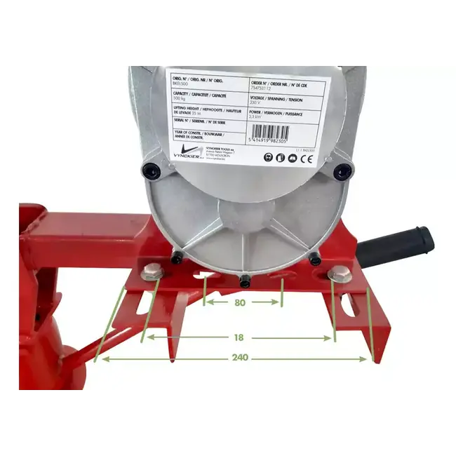 Mobiele Hijskraan / Bouwkraan 500 kg - met 230V lier - 25 mtr kabel