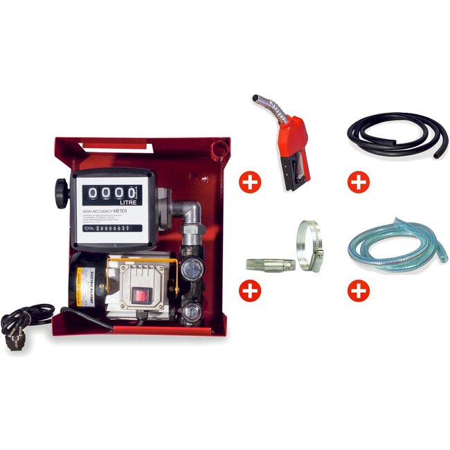 Dieselpomp 230V met telwerk, slang en automatisch pistool